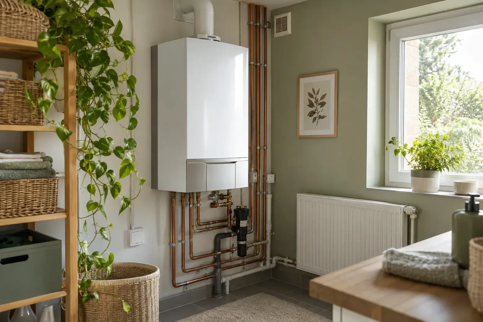 Chaudière au gaz et radiateur à eau