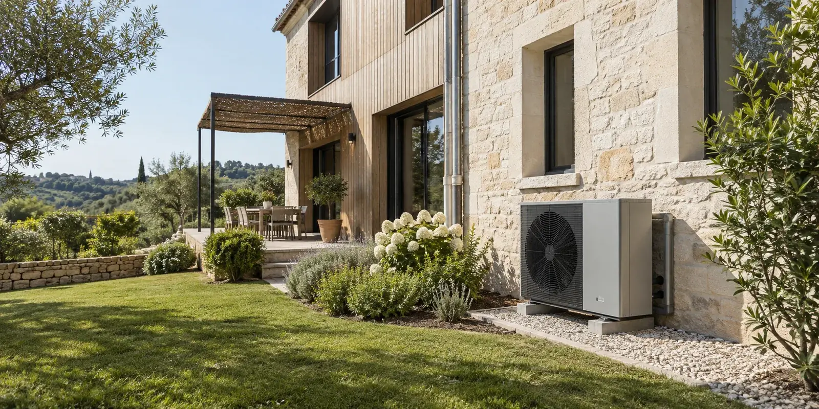 Maison avec une pompe à chaleur installée